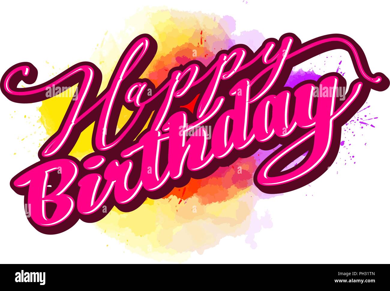 Joyeux Anniversaire Le Lettrage Nice Art Calligraphique Pour Les Cartes De Vœux Des Affiches Presentant Des Murs Pintes Ou Exposees A La Main Dessin Vectoriel Image Vectorielle Stock Alamy