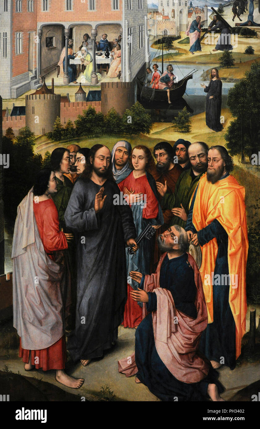 Maître de la légende de Catherine et maître de la légende de Barbara (2823 à Bruxelles dernier tiers du 15e siècle). Triptyque avec scènes de la vie de travail, ca.1466-1500. Musée Wallraf-Richartz. Cologne. L'Allemagne. Banque D'Images