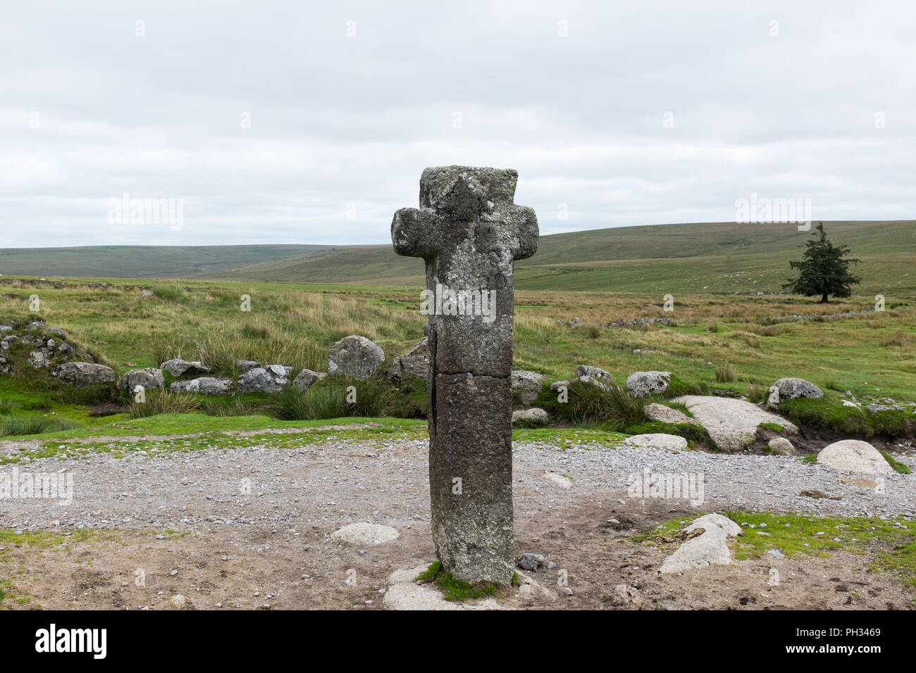 Siward's Cross près de Nun's Cross à Dartmoor se trouve à la sortie de Abbotts' Way et Chemin Des Moines, deux des principaux tracés dans le Dartmoor Banque D'Images