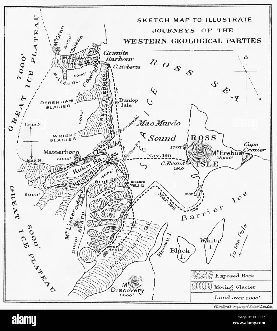 'Sketch Site pour illustrer les voyages de l'ouest des Parties géologiques, 1913. Artiste : Inconnu. Banque D'Images