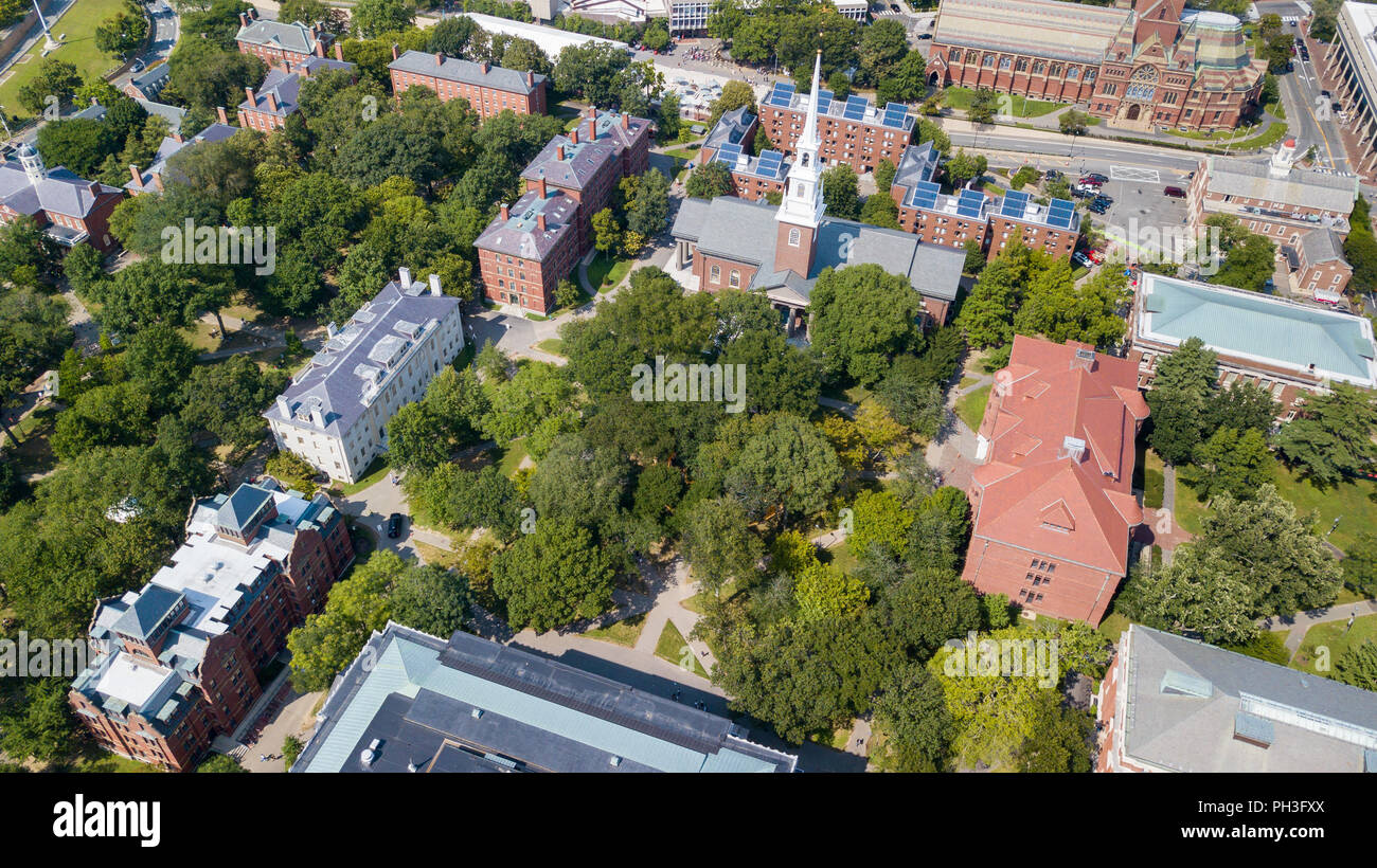 Harvard Yard et Memorial Church, l'Université de Harvard, Boston, MA, USA Banque D'Images