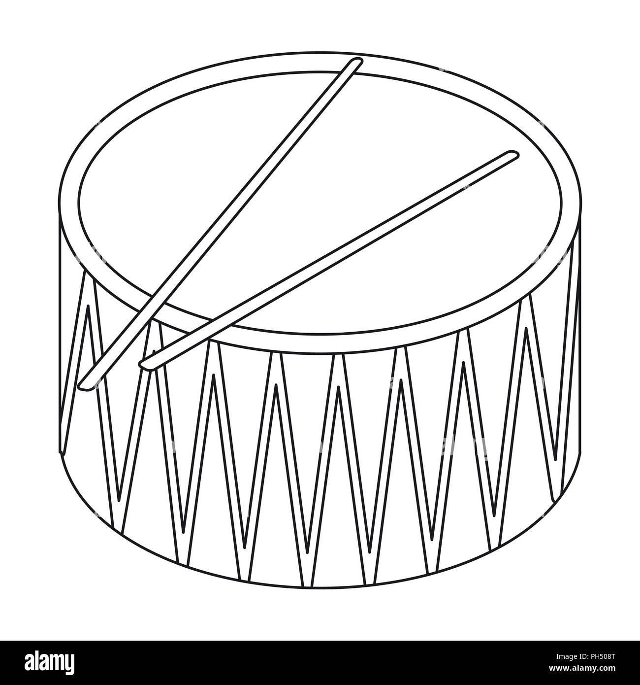 L'icône de batterie dans l'avant-projet isolé sur fond blanc. Symbole d'instruments de musique d'illustration vectorielle stock. Illustration de Vecteur