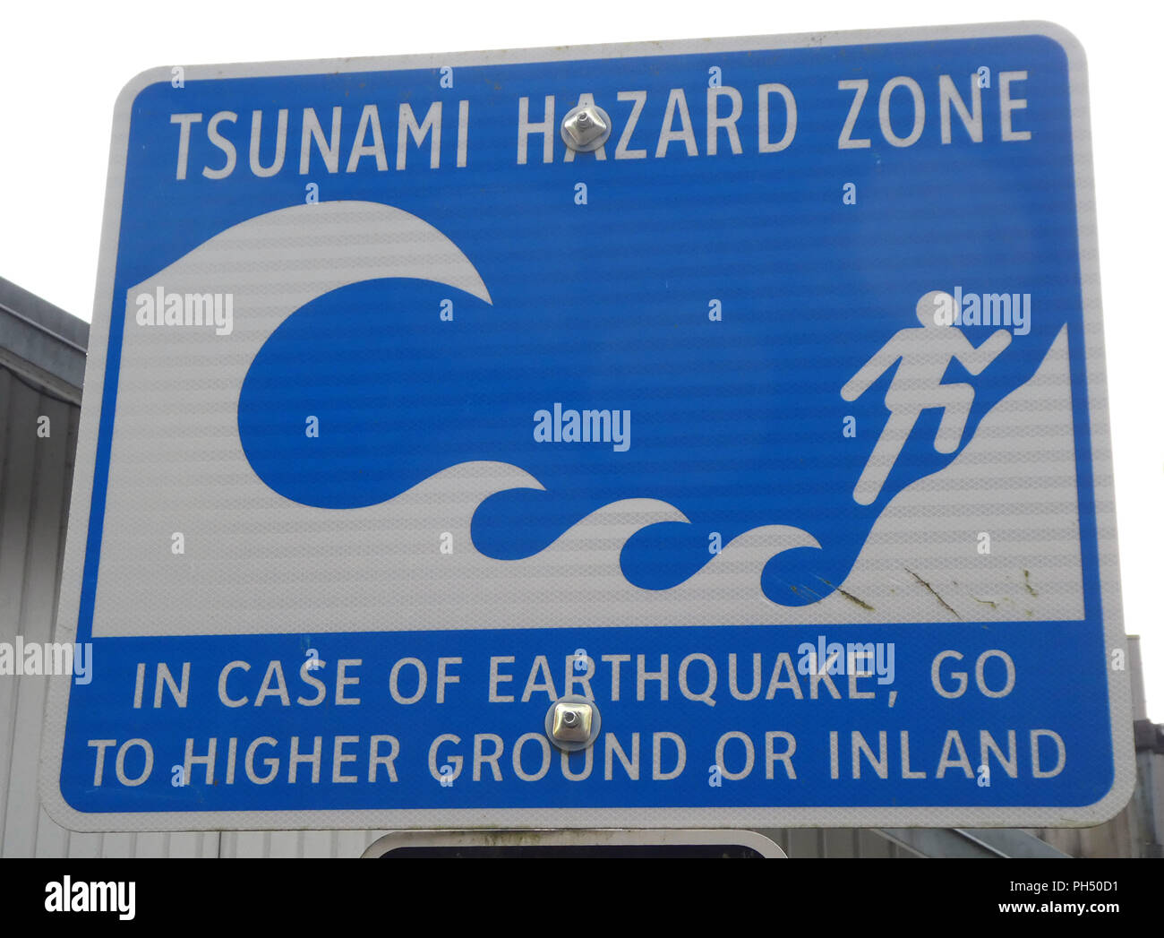 Inscrivez-vous sur alerte de Tsunami, l'île de Vancouver, Colombie-Britannique. Canada Banque D'Images