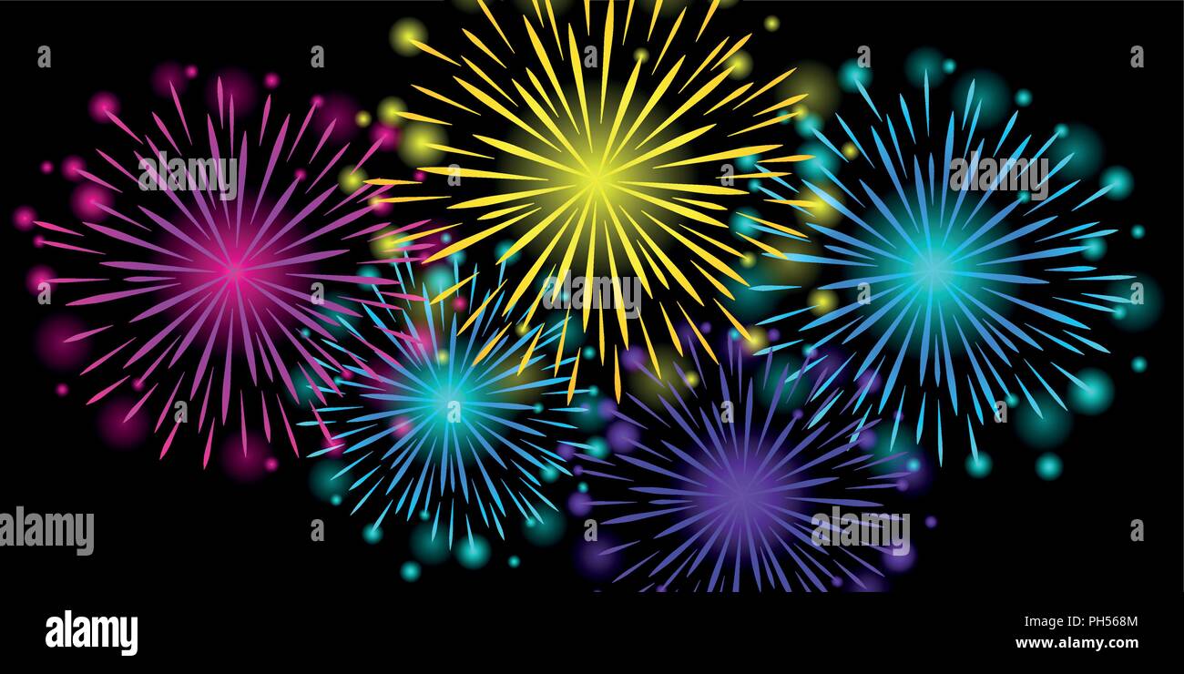 Nouvelle année colorée fireworks at night illustration vecteur EPS10 Illustration de Vecteur