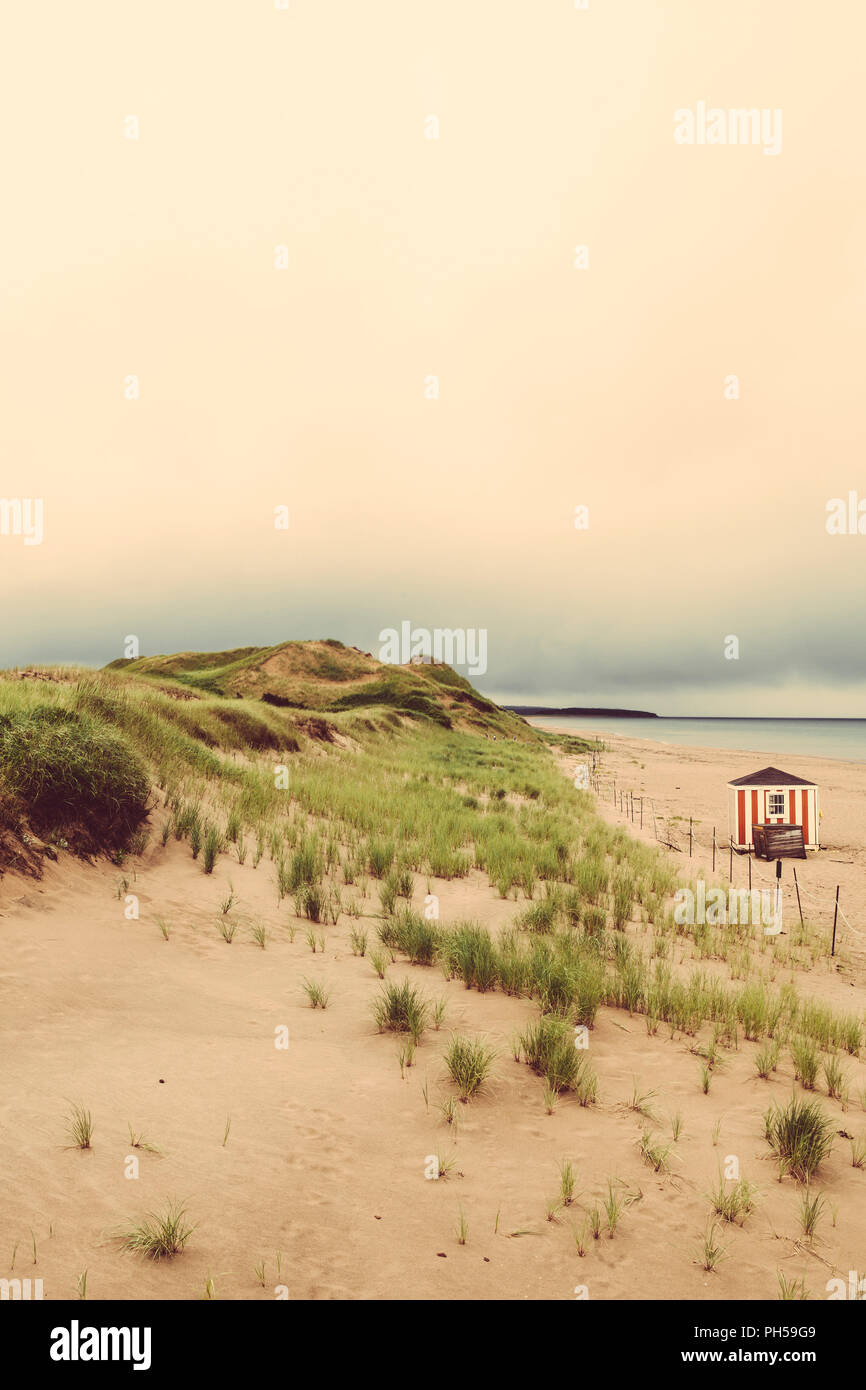 Photo d'une plage sur la côte nord de l'Île du Prince-Édouard au Canada sur l'image. Filtré pour un look vintage. Banque D'Images