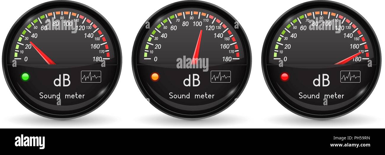 Jauge de décibels. L'unité de volume. L'indicateur noir avec cadre chrome Illustration de Vecteur Jauge de décibels. L'unité de volume. L'indicateur noir avec cadre chrome Illustration de Vecteur