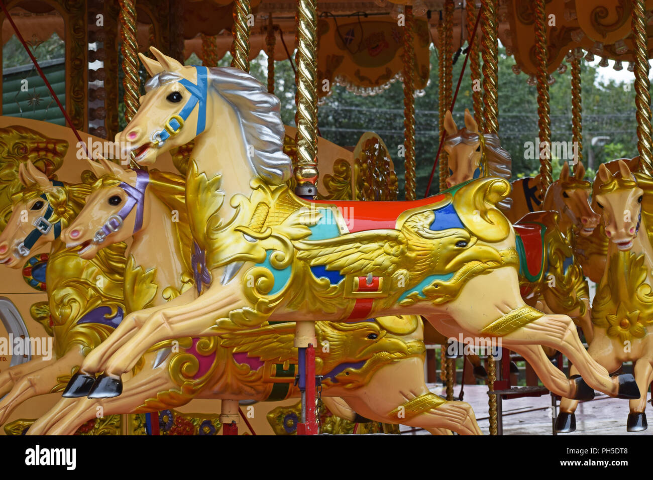 Golden Carousel Horse Banque D'Images