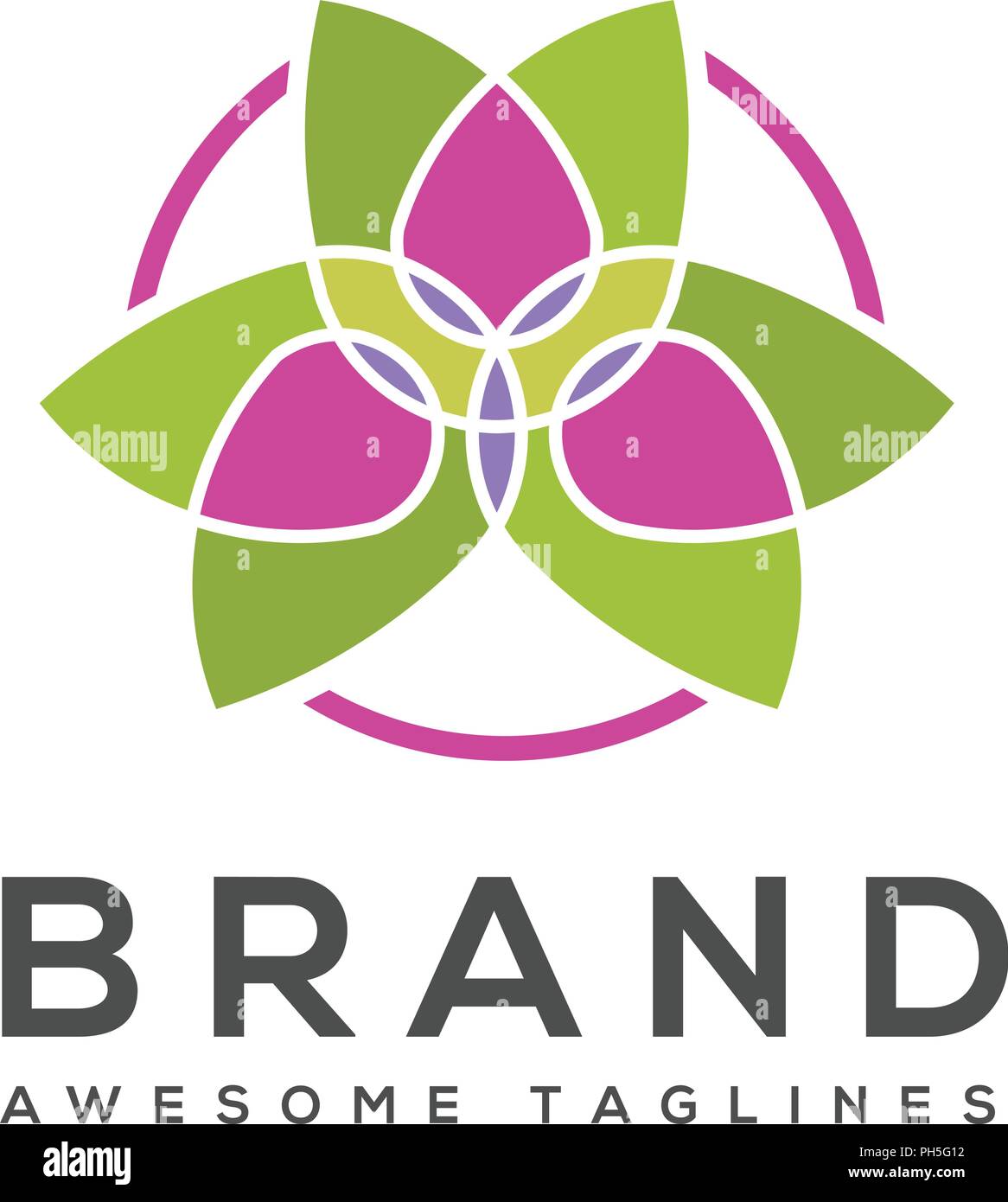 Fleur vecteur icône colorée, signe le logo des produits sains, logo, logo floral minimal. Fleurs colorées. Modèle de logo d'entreprise Illustration de Vecteur