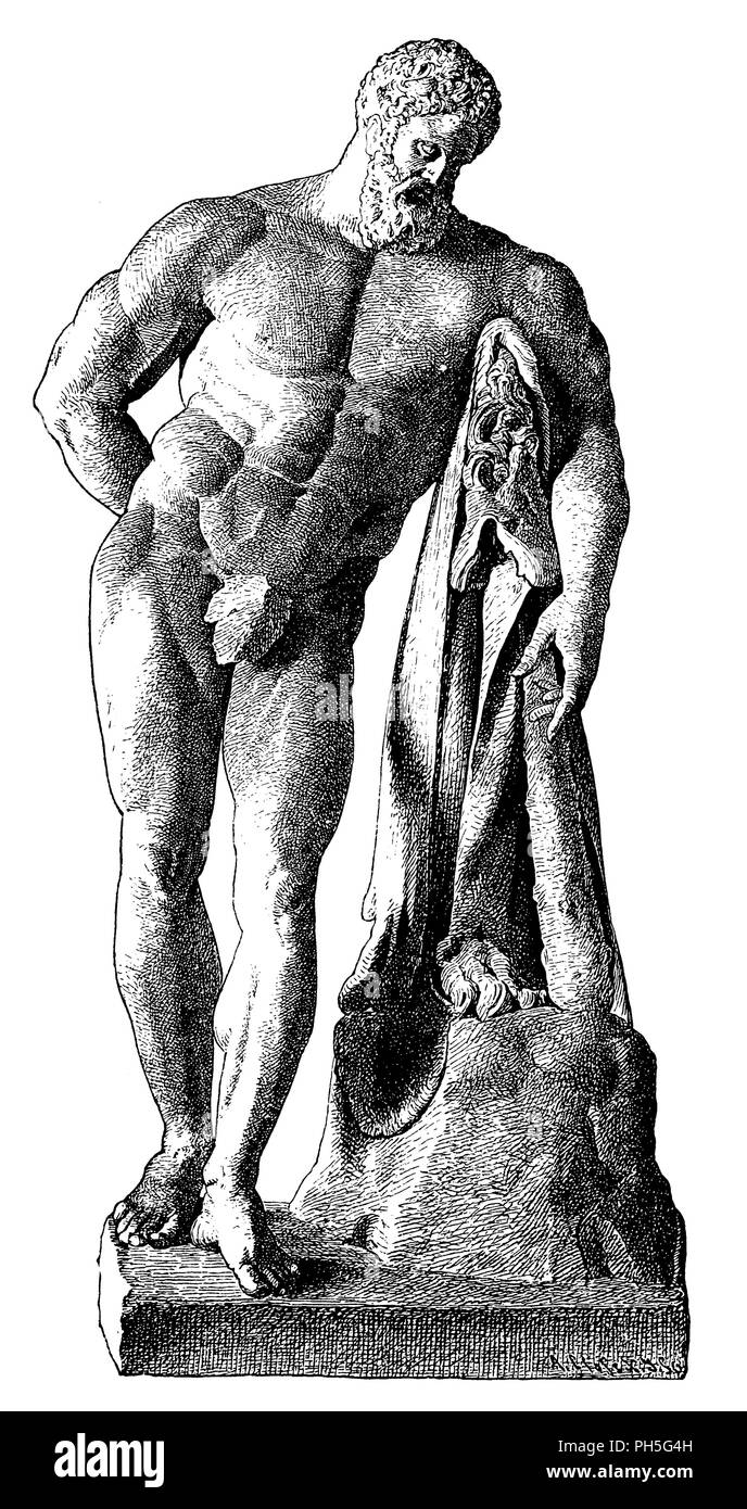 Farnesian Hercules comme héros de l'athlètes. Dans le musée, Naples, 1889 Banque D'Images Farnesian Hercules comme héros de l'athlètes. Dans le musée, Naples, 1889 Banque D'Images