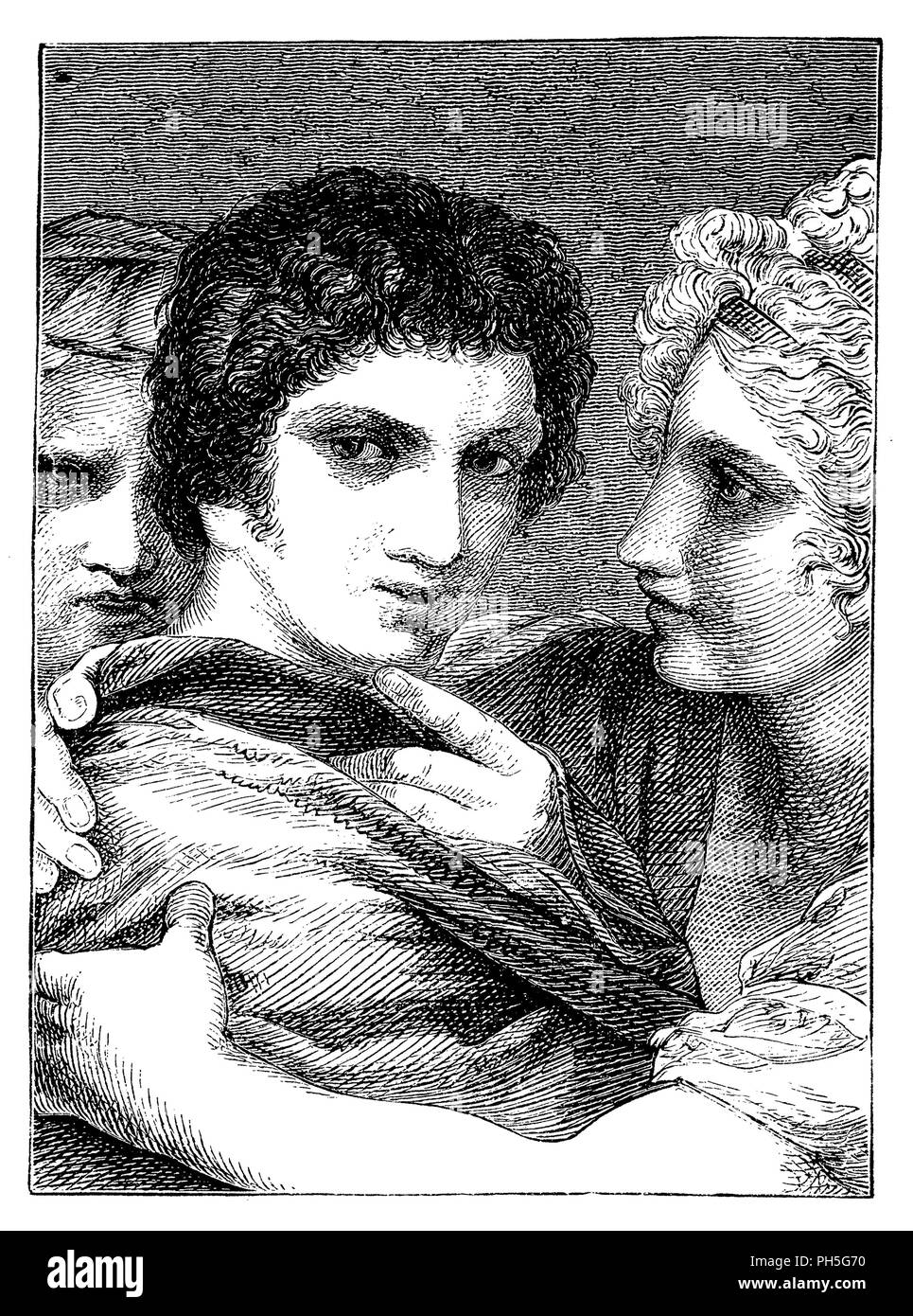 Man entre vice et vertu. Par Pierre Paul Prudhon, 1881 Banque D'Images