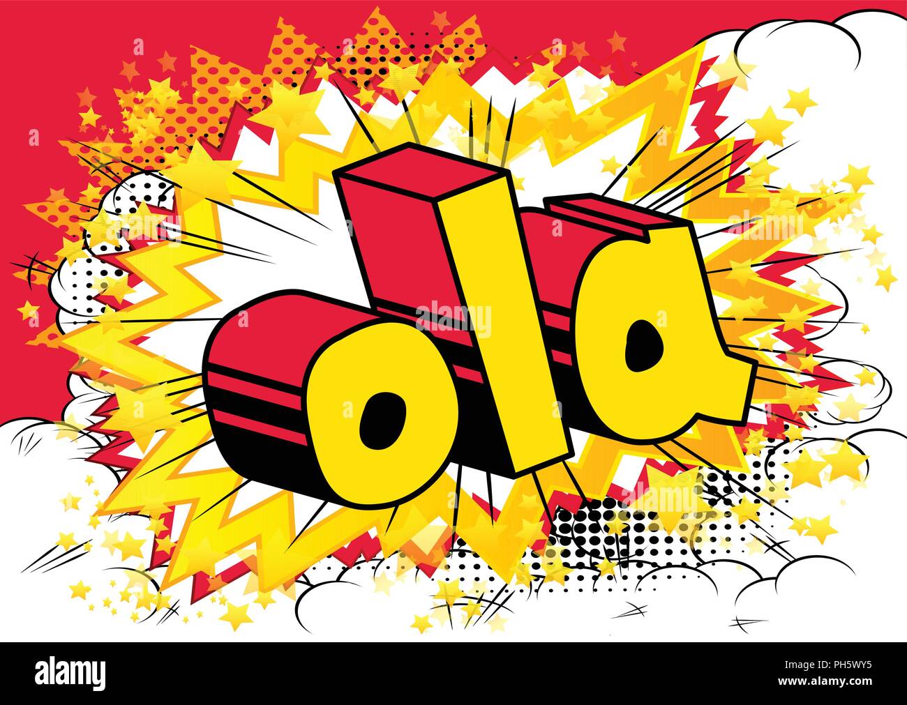 Llo (bonjour en portugais) Vector illustration comic book style phrase Image Vectorielle Stock