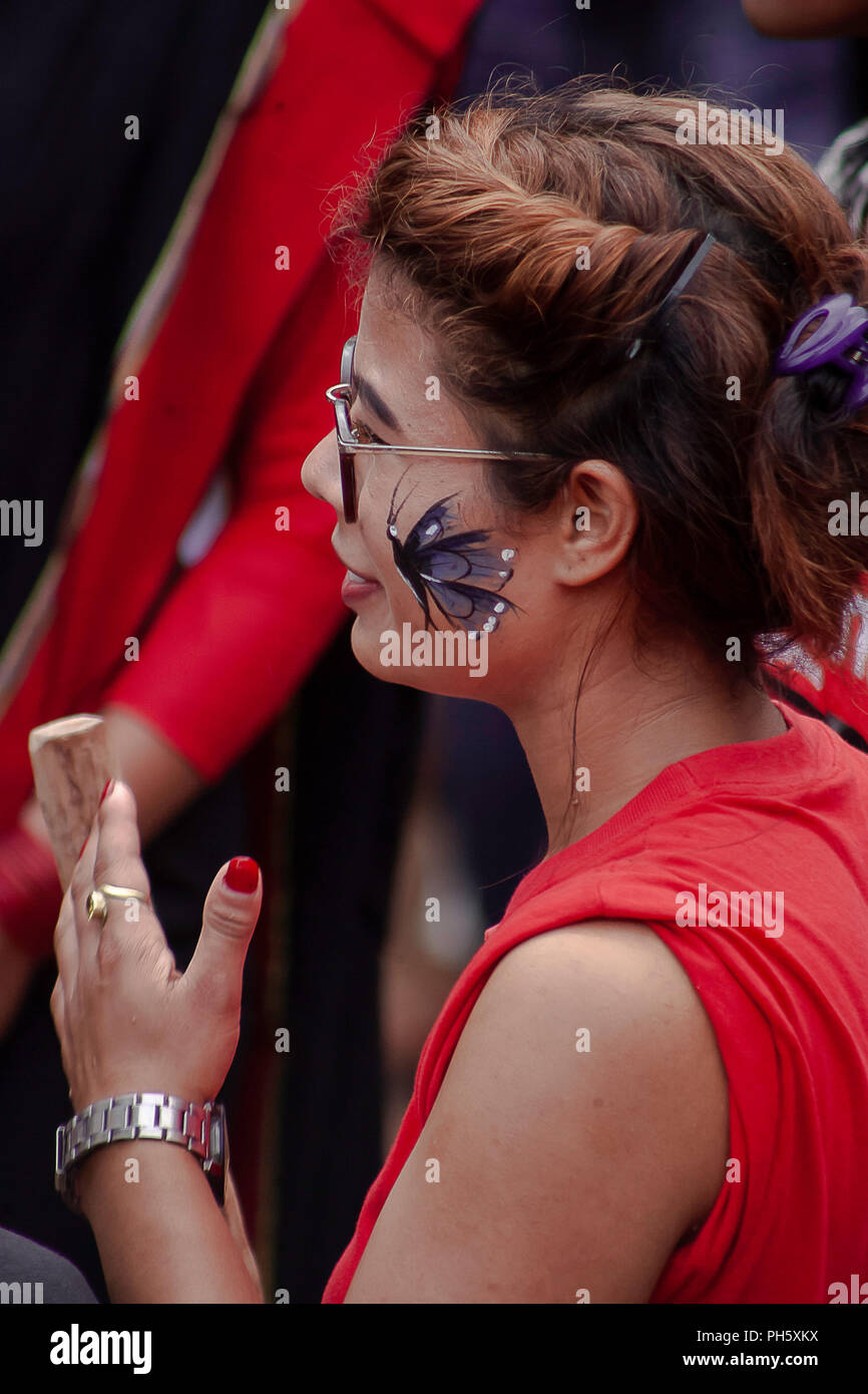 Face painting, peinture, visage, népalais, d'Asie, Népal, newari Banque D'Images