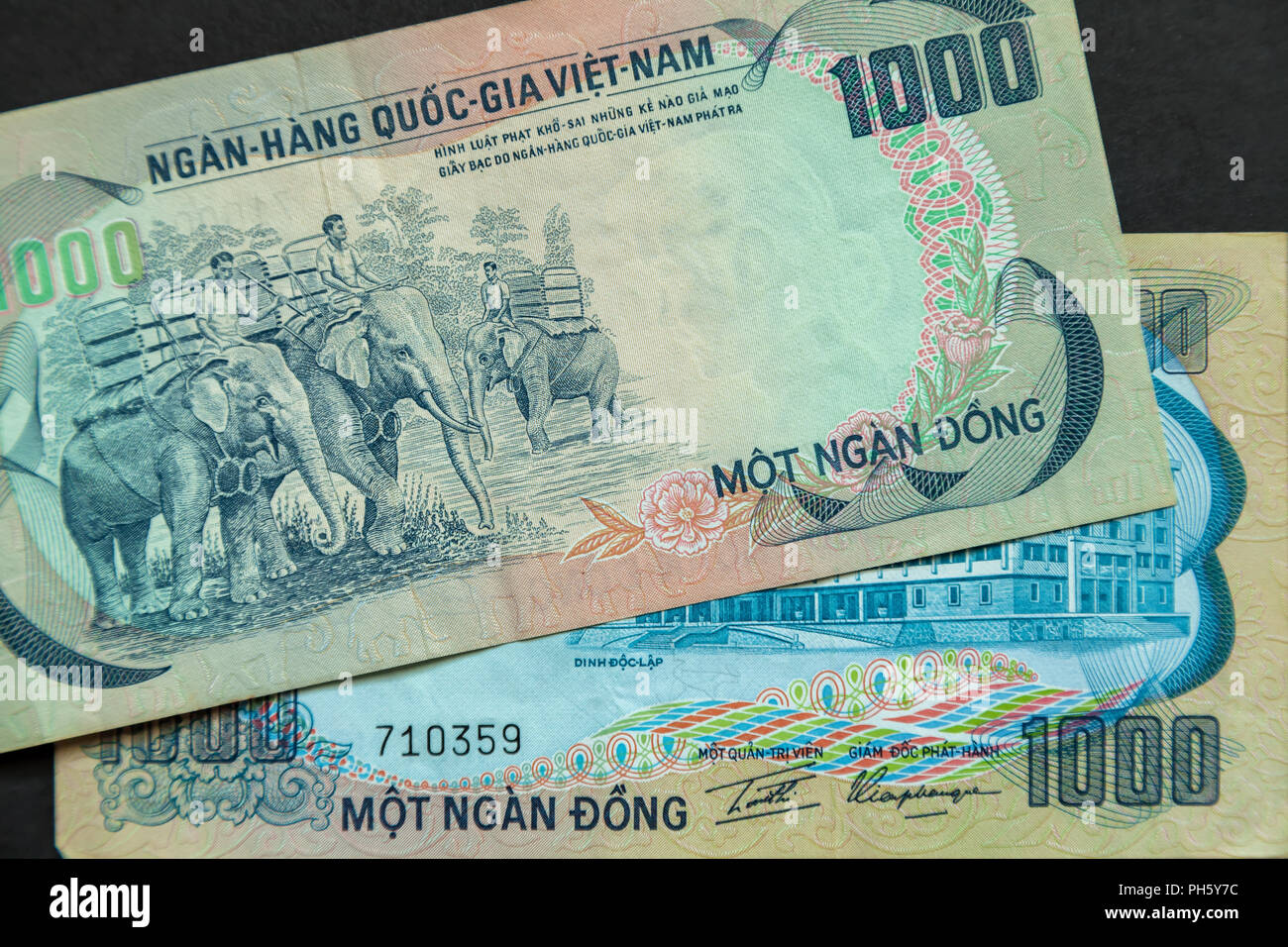 Vestige de la République du Sud Vietnam billets en euros avant la chute de Saigon en 1975. Banque D'Images