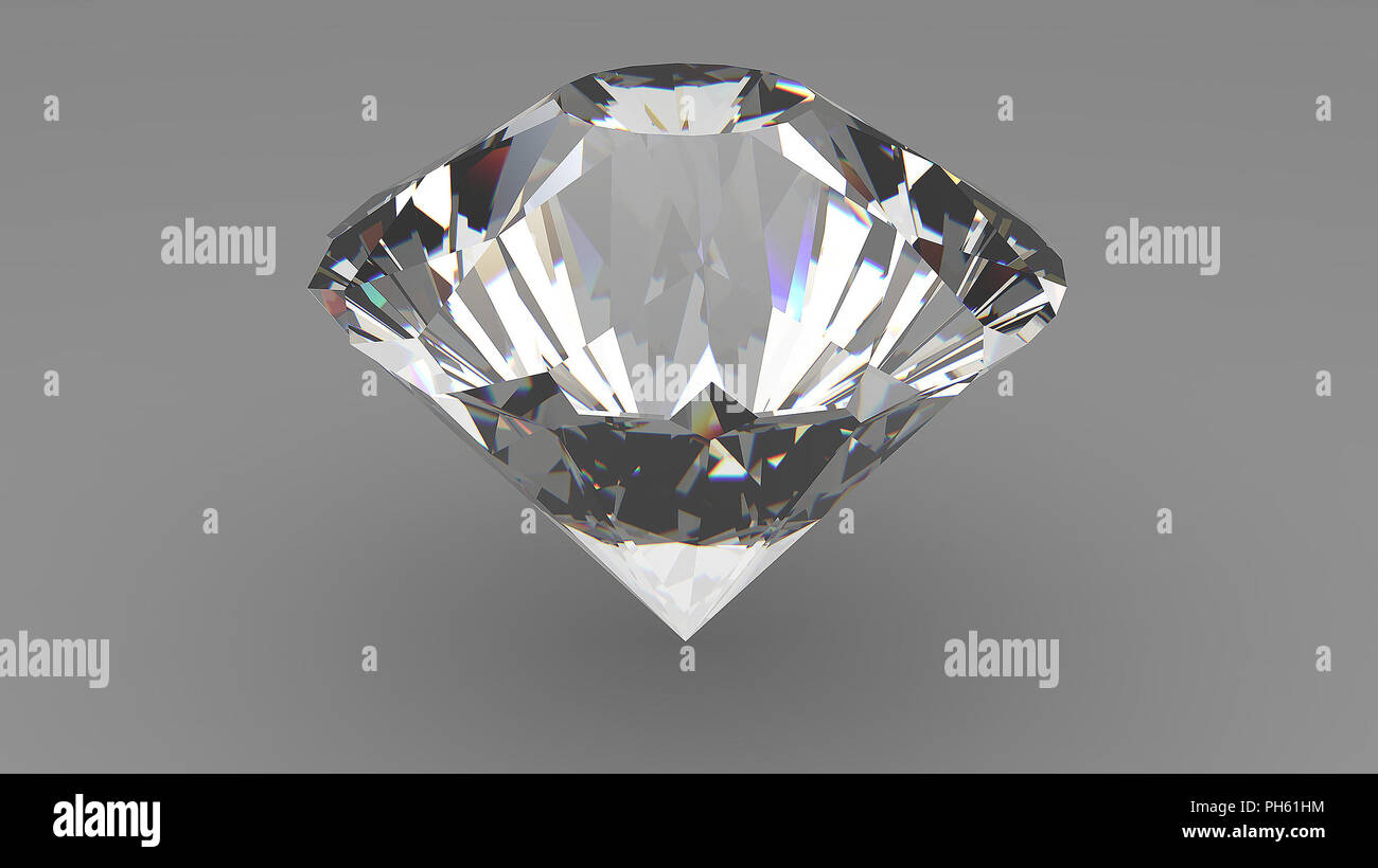 Diamond 3D render sur fond gris Banque D'Images