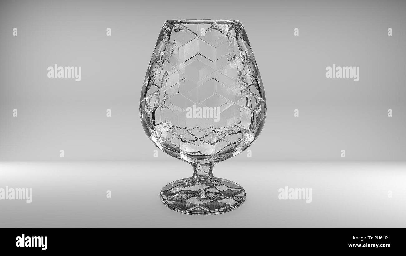 Le rendu 3D de verres de vin sur fond gris Banque D'Images