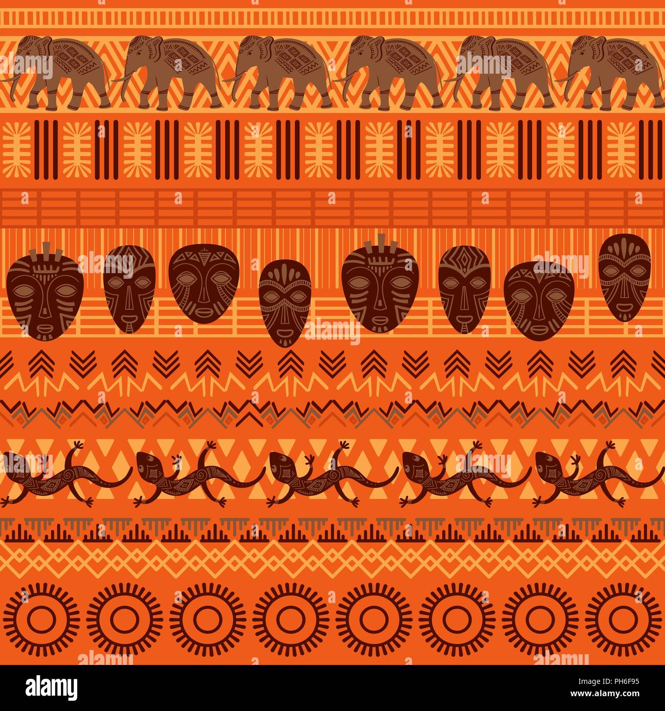 Ethnique Tribal modèle homogène. Ornement géométrique abstraite avec des motifs africains. Vector illustration. Parfait pour l'impression textile, papier peint, tissu design, tissu, papier d'emballage et en dessins de tissu. Illustration de Vecteur