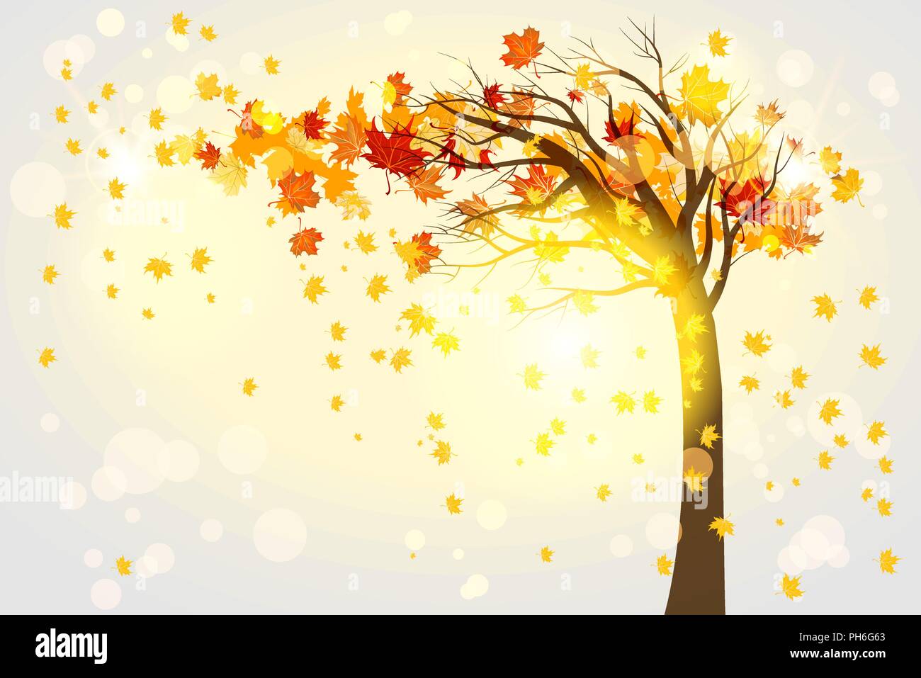 Seul arbre d'automne Illustration de Vecteur