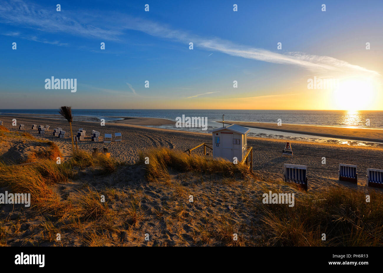 Coucher du soleil sur la plage vacances Sylt Banque D'Images