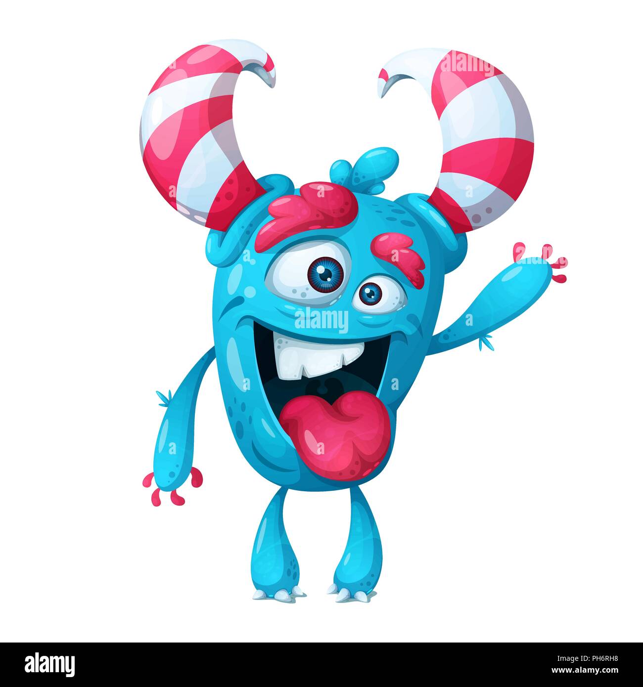 Funny, cute crazy monster caractère. Illustration de Vecteur