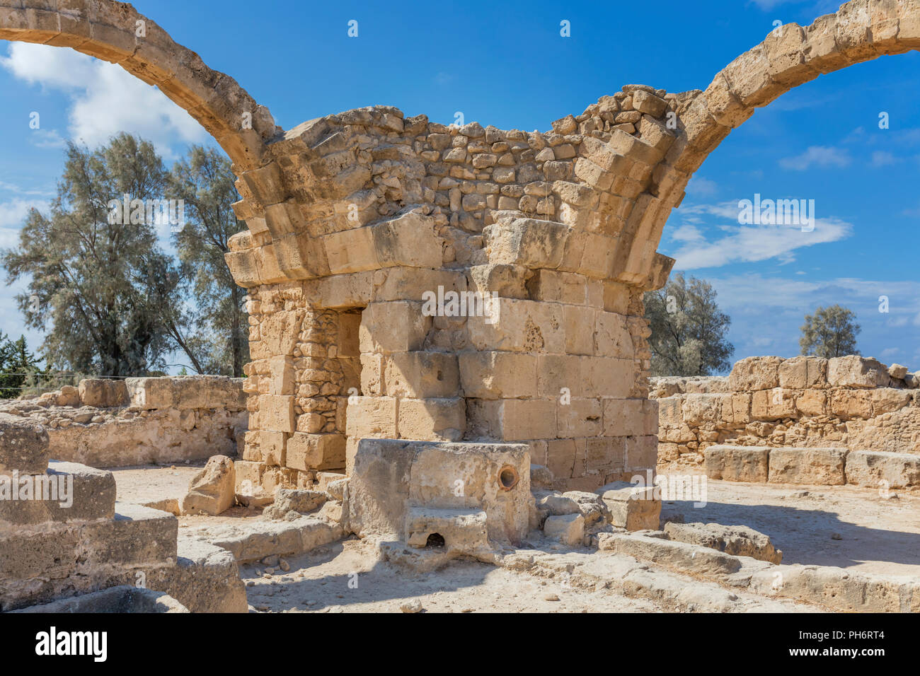 Saranda Kolones forteresse byzantine, Paphos, Chypre Banque D'Images