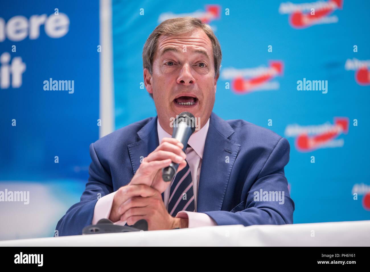 Nigel Farage lors d'un événement de l'AfD à Berlin Spandau en septembre 2017 Banque D'Images