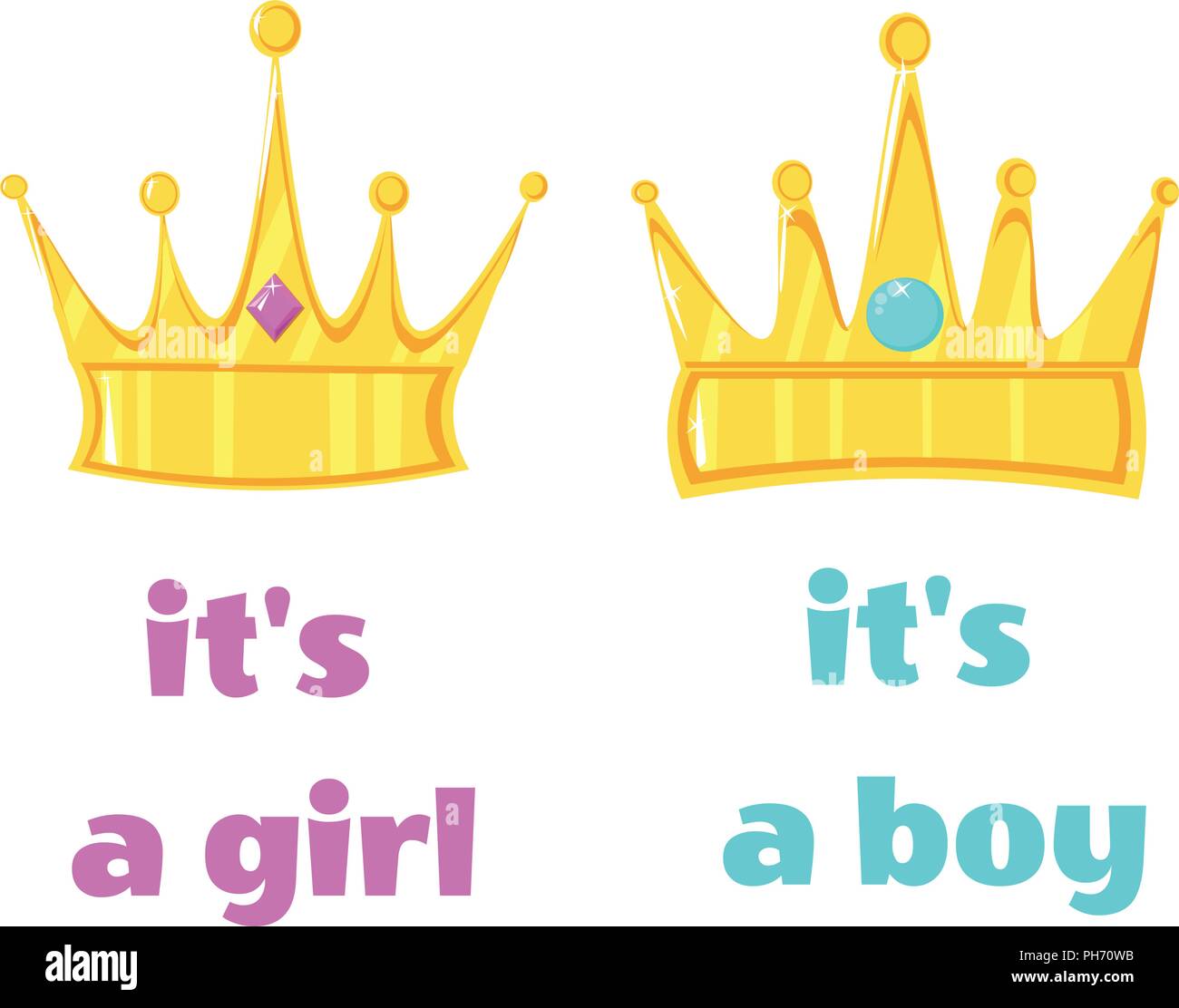 Vector illustration, cartes de douche de bébé. C'est un garçon du texte, c'est une fille du texte. Illustration de Vecteur