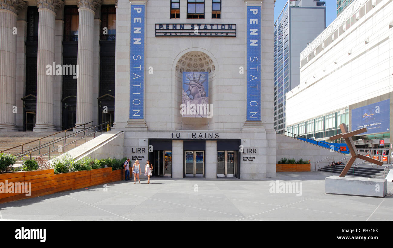 Entrée du chemin de fer de long Island au bureau de poste de Farley Banque D'Images