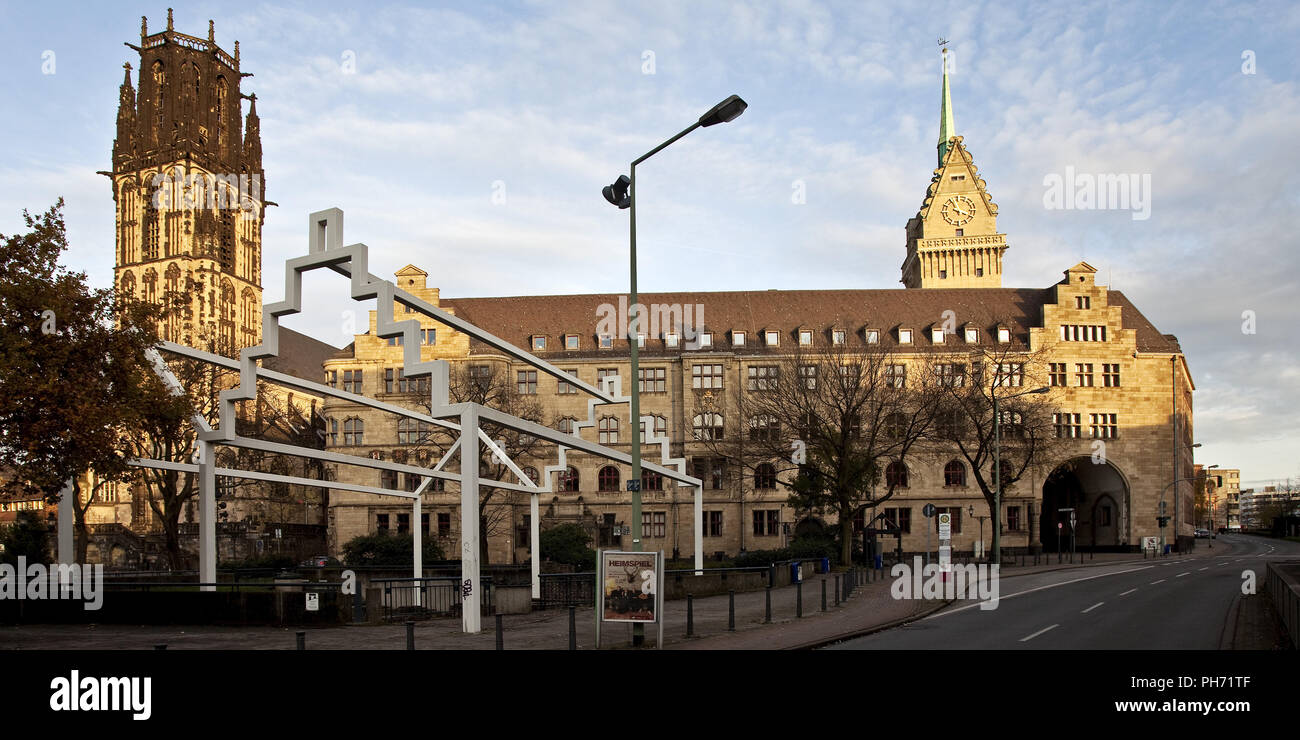 Salvator Church, du vieux marché, l'Hôtel de Ville, Duisburg. Banque D'Images