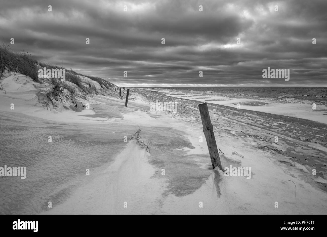 La mer Baltique - mood sur la plage d'hiver Banque D'Images