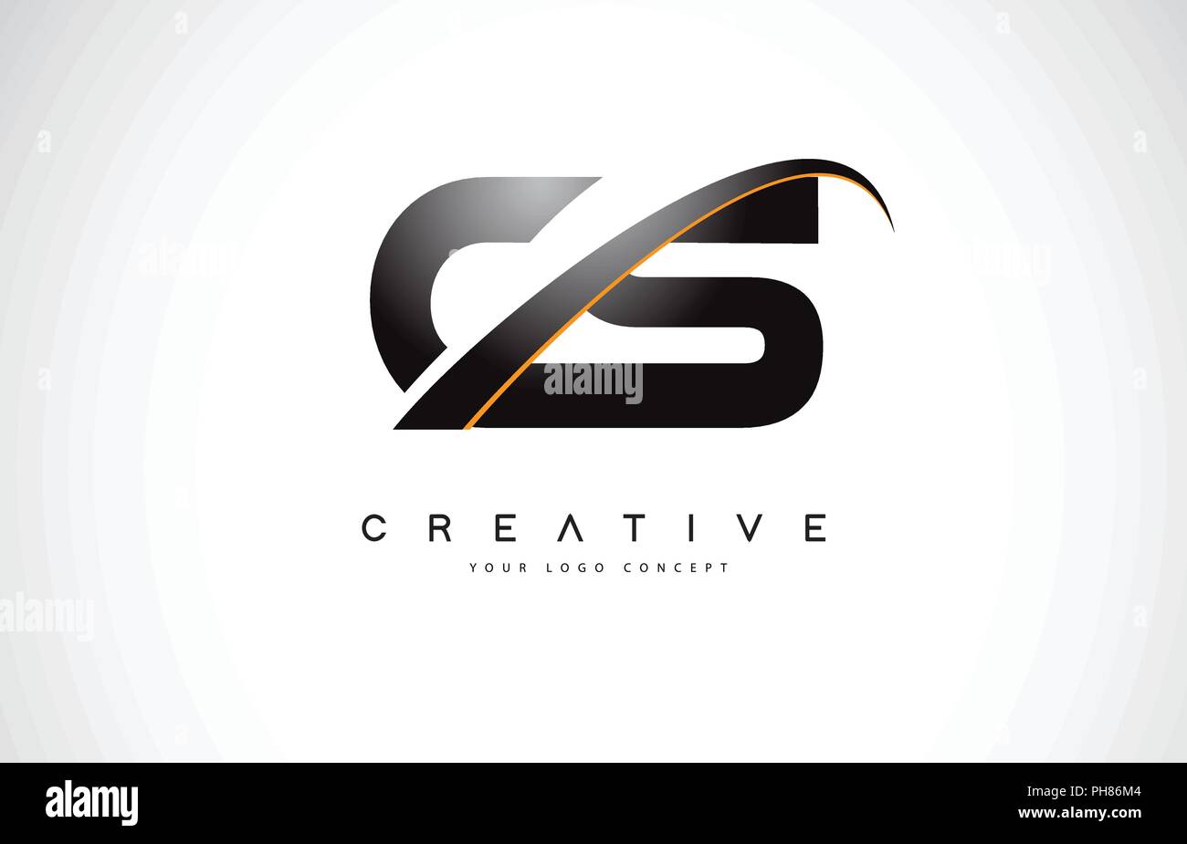 CS C S Swoosh Logo Lettre moderne avec des lignes courbes Swoosh jaune illustration vectorielle. Illustration de Vecteur