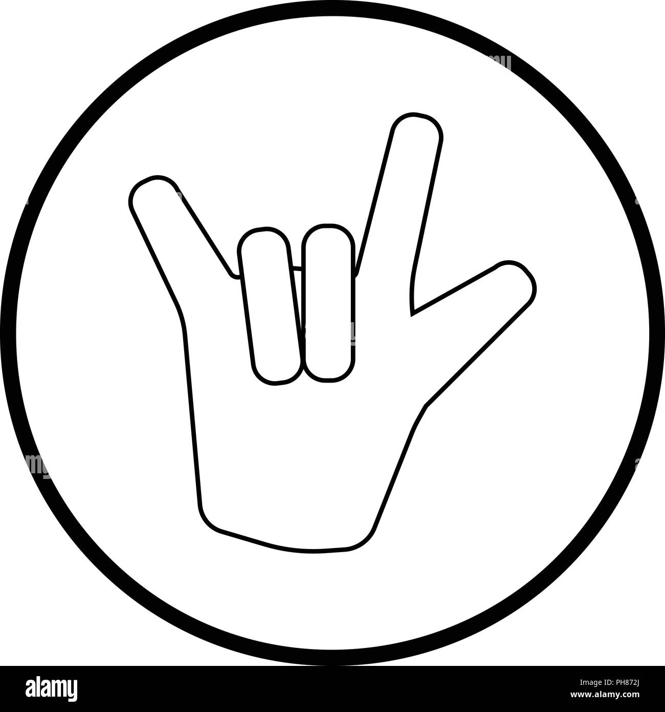 Rock icône main. Cercle mince de conception. Vector illustration. Illustration de Vecteur