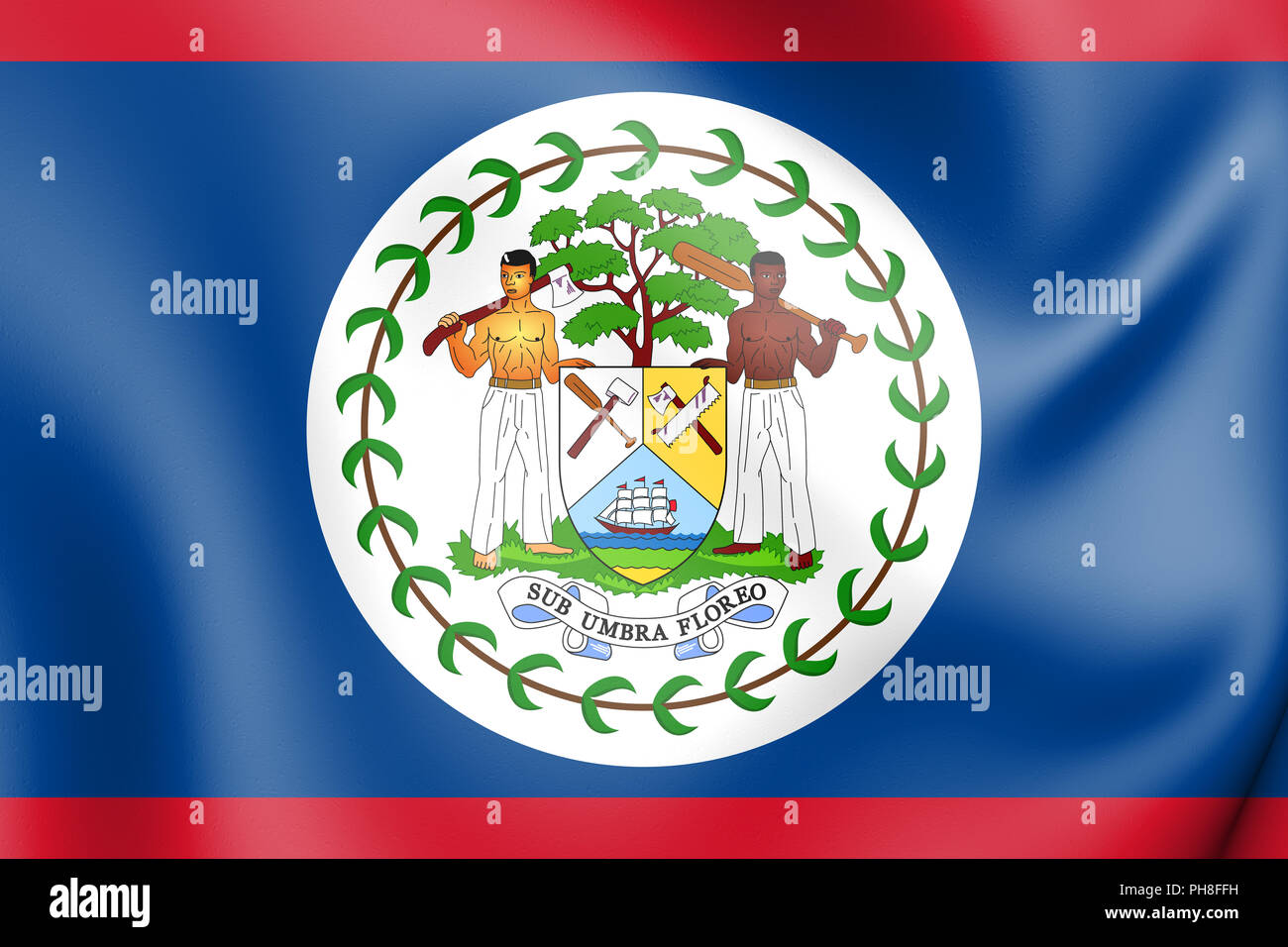 Pavillon du Belize 3D. 3D Illustration. Banque D'Images