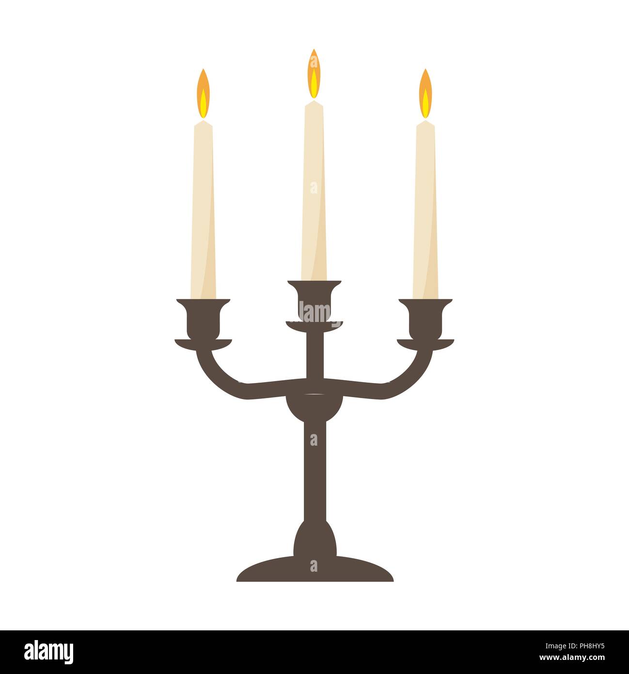 Ancienne gravure bougie vintage vector chandelier. Isolé sur fond blanc Illustration de Vecteur