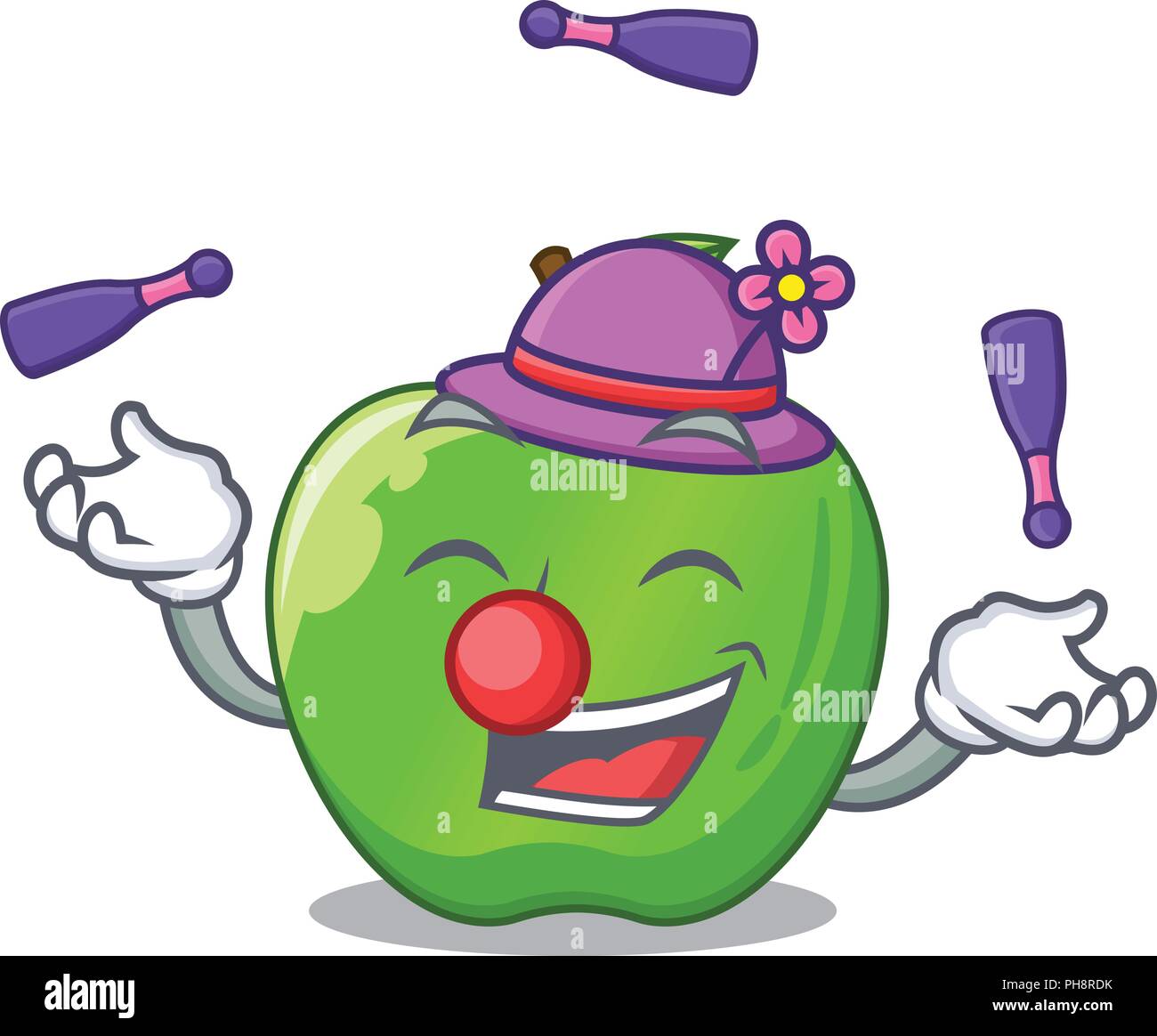 Juggling green smith isolé sur cartoon vector illustration Illustration de Vecteur