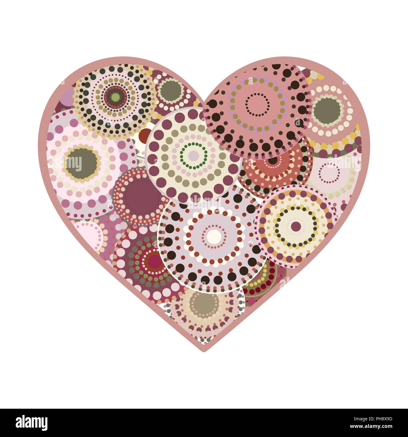 Bright colorful romantique coeur carte de vœux. Banque D'Images