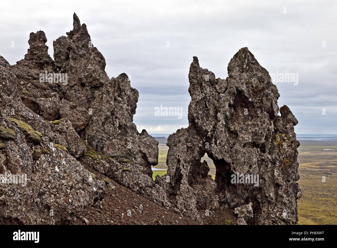 Des roches de lave d'Kolbeinsstadarfjall, Islande, de Snæfellsnes Banque D'Images