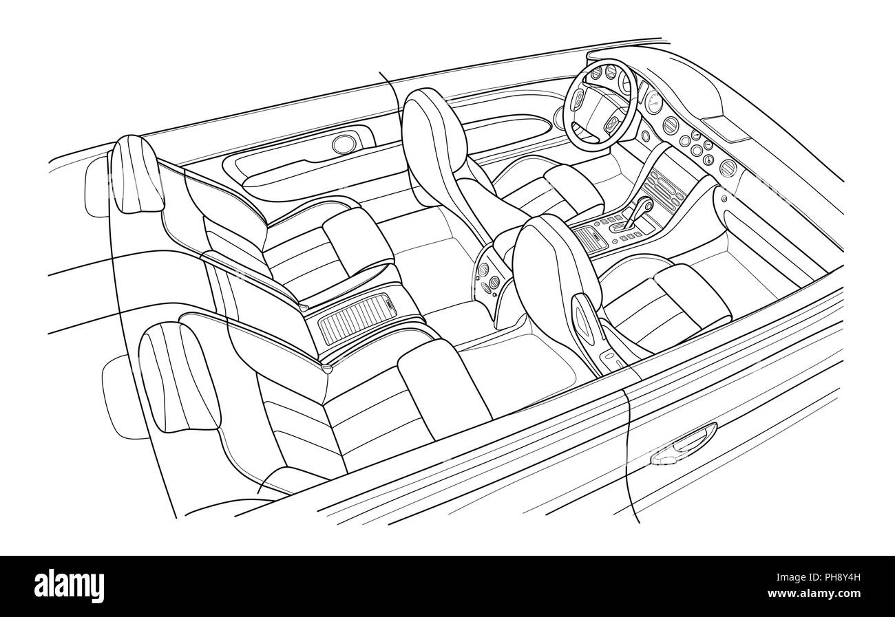L'intérieur de la machine. Intérieur du véhicule. Vector Illustration de Vecteur
