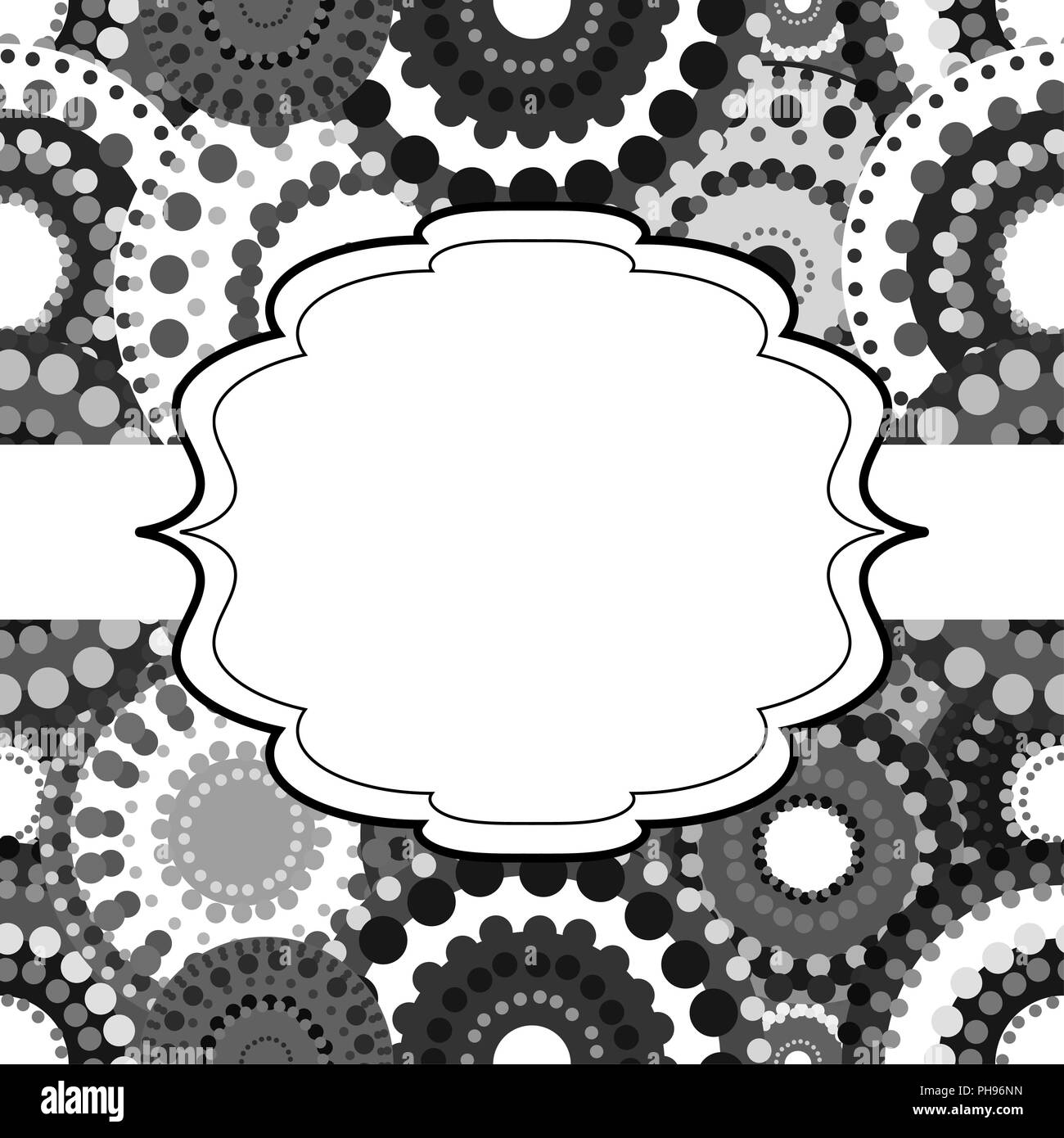 Arrière-plan de la circulaire d'invitation à motifs gris ornement bla Banque D'Images