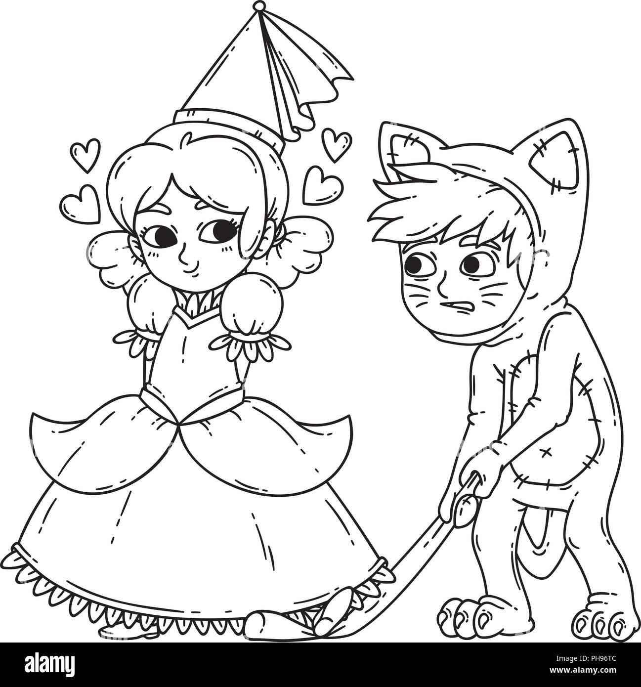Garcon Et Fille Dans Halloween Costumes Princesse Et Chat Fille Flirte Avec Le Garcon Vector Illustration Isole Sur Fond Blanc Coloriage Pour Enfant Image Vectorielle Stock Alamy Garcon Et Fille Dans Halloween Costumes Princesse Et Chat Fille Flirte Avec Le Garcon Vector Illustration Isole Sur Fond Blanc Coloriage Pour Enfant Image Vectorielle Stock Alamy