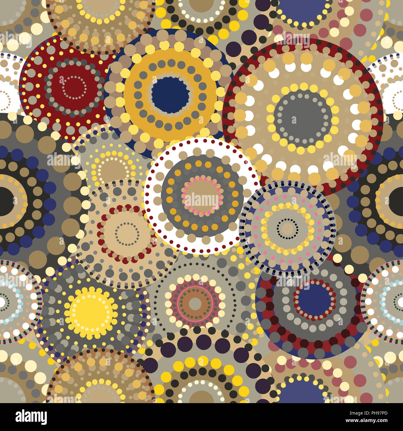 Retro Seamless pattern avec des cercles peints aux couleurs vives. Banque D'Images