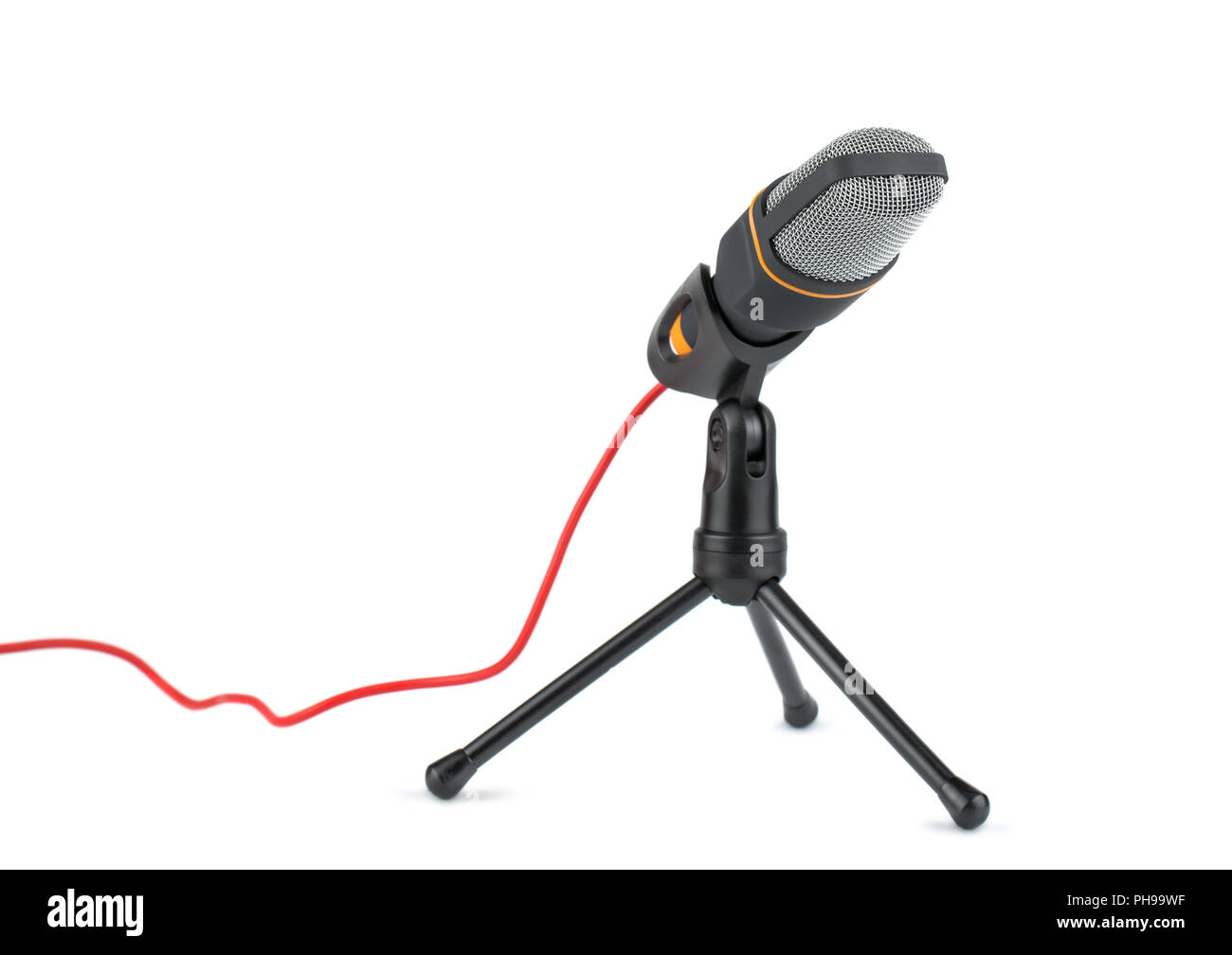 Microphone noir avec support Banque D'Images