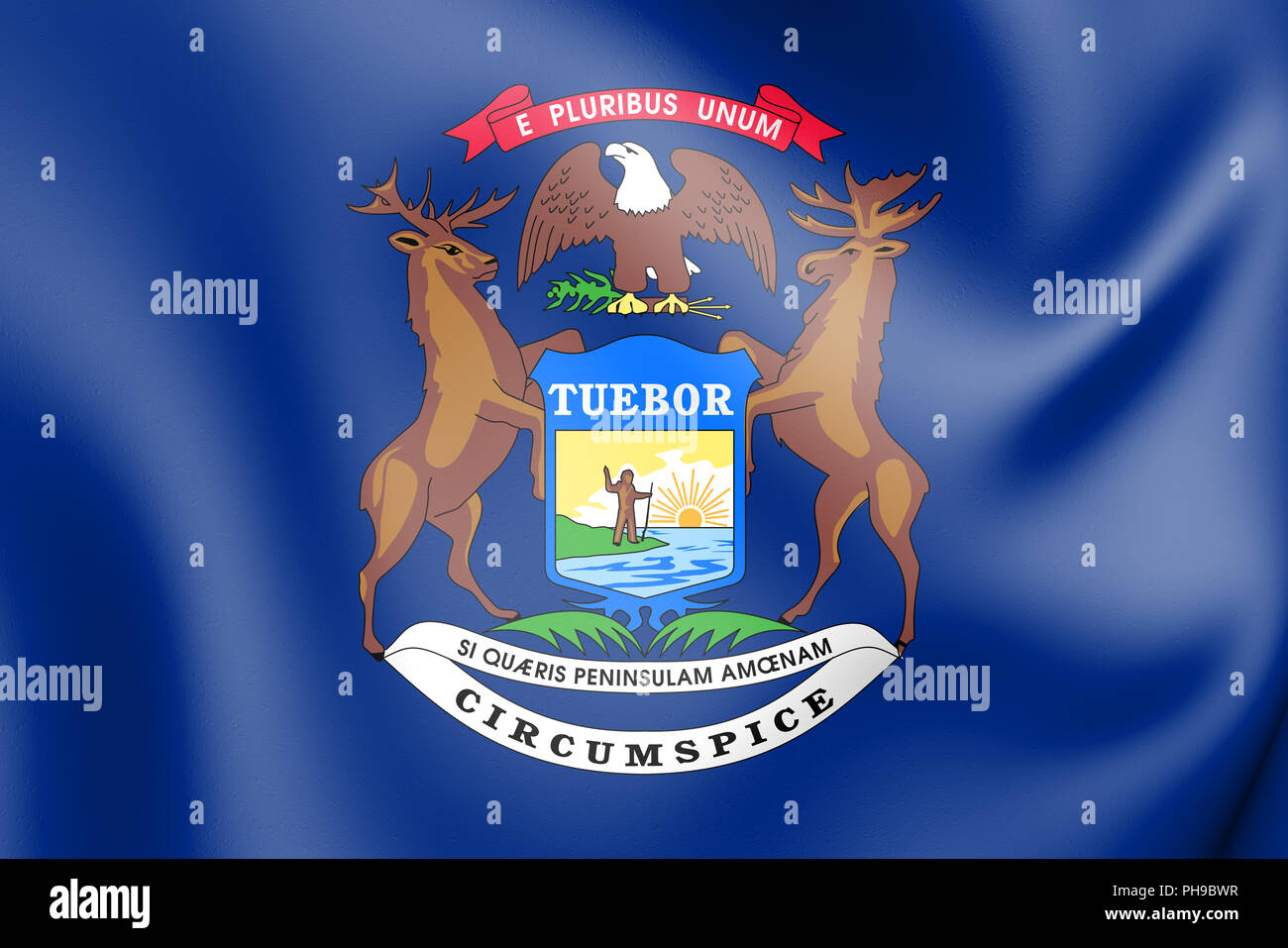 Pavillon 3D du Michigan, USA. 3D Illustration. Banque D'Images