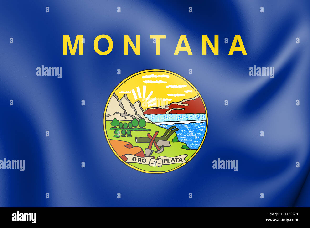 Pavillon 3D du Montana, USA. 3D Illustration. Banque D'Images