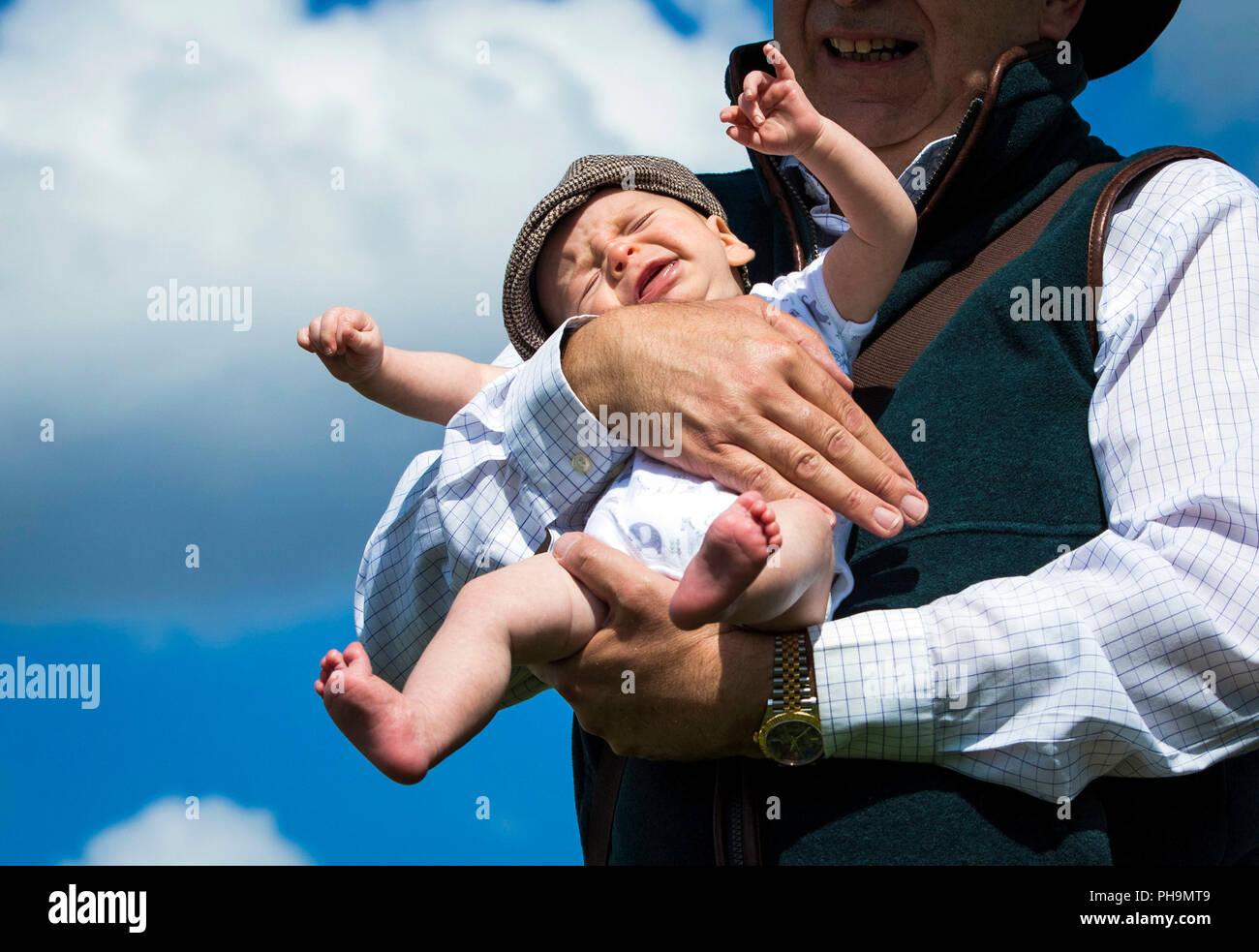 Onze semaines Seth Bennett durant la foire de Bakewell Chatsworth, Derbyshire. Banque D'Images