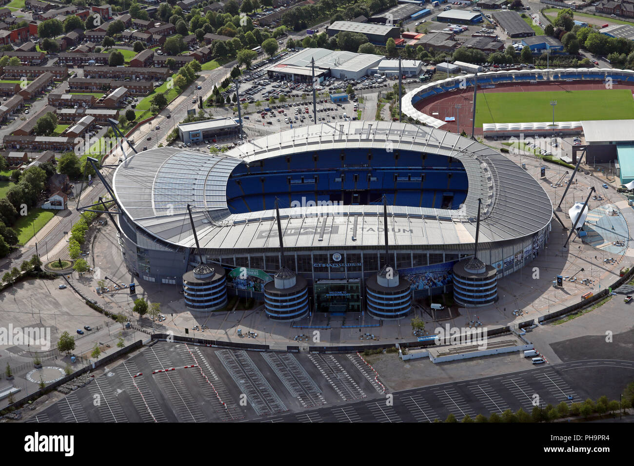 Vue aérienne de Manchester City FC stade Etihad Banque D'Images