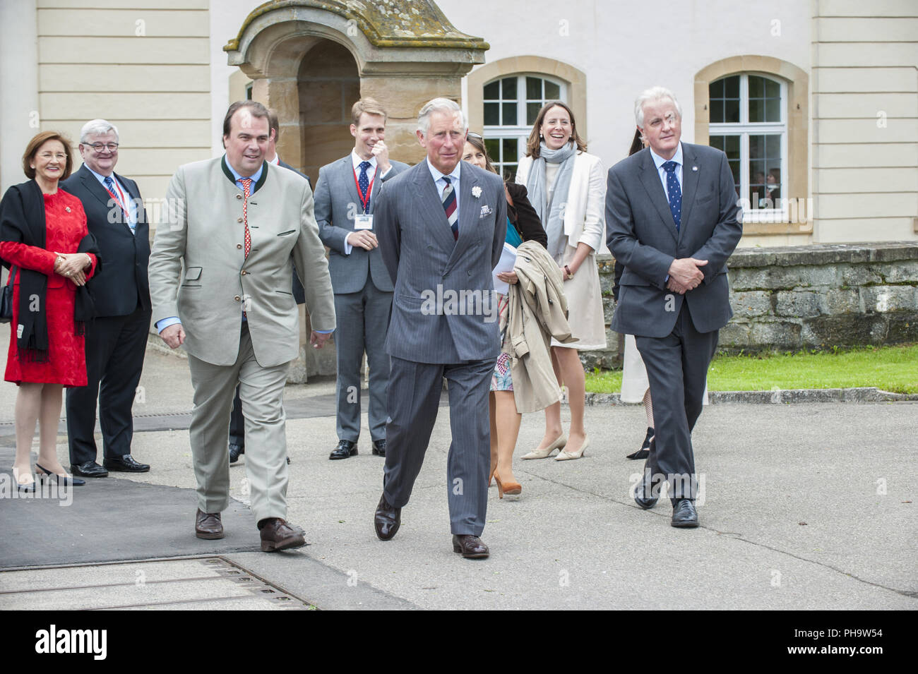 Le prince Charles rend visite à son cousinage, Château Langenburg, Allemagne Banque D'Images