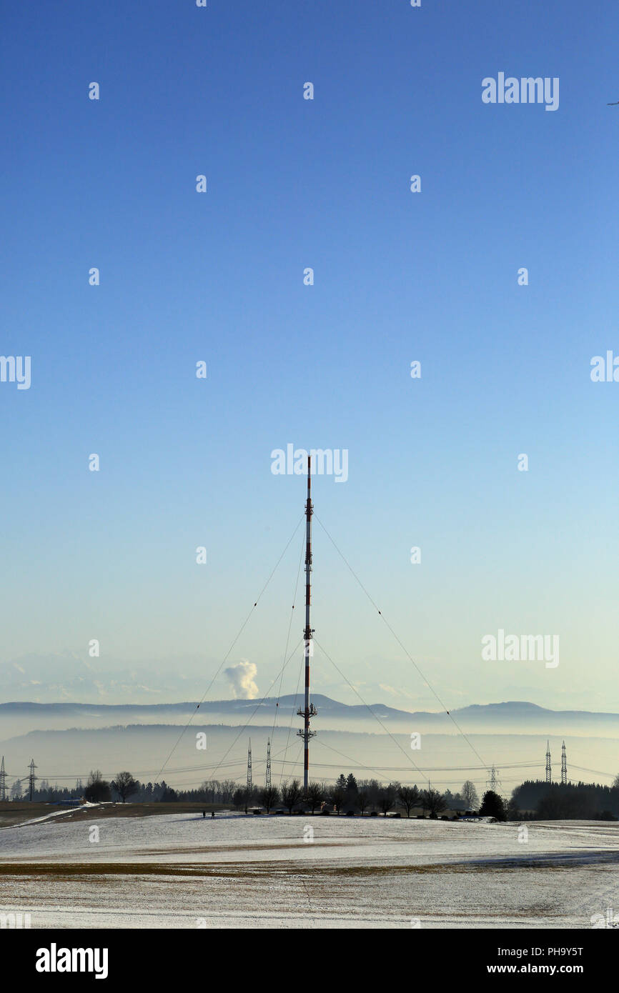 Bergalinger mât Radio tower sur le haut plateau Hotzenwald Banque D'Images