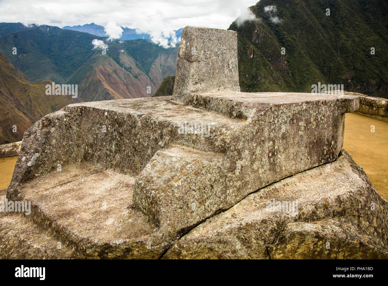 Cadran solaire dans la région de Machu Picchu. Pérou Banque D'Images