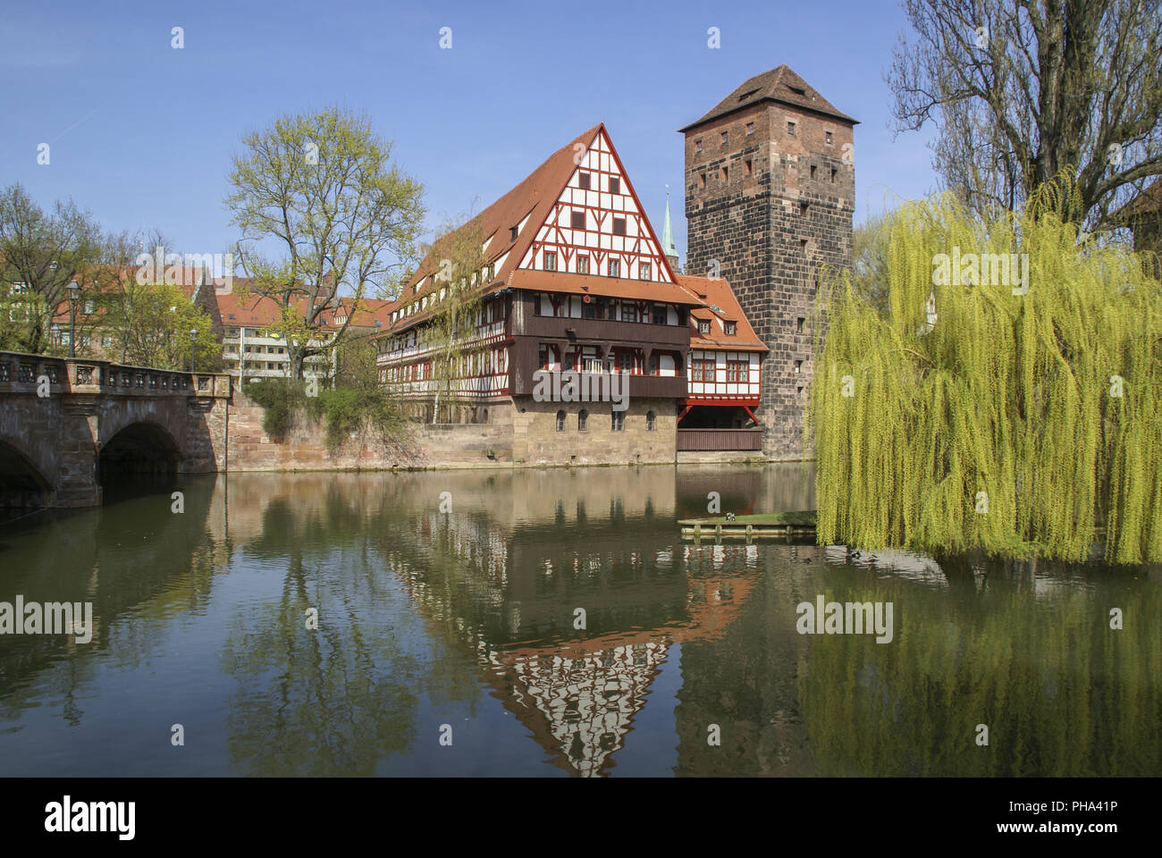 Half-Timbering Maisons dans Nuremberg, Bavière, Allemagne Banque D'Images
