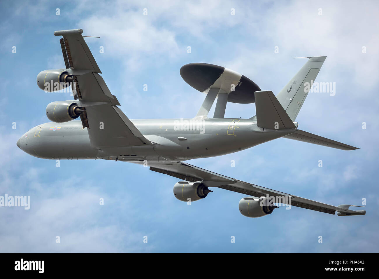 Royal Air Force Boeing E-3 Sentry AEW au départ de Fairford. La Force aérienne de Chilian a acheté 3 des avions Banque D'Images